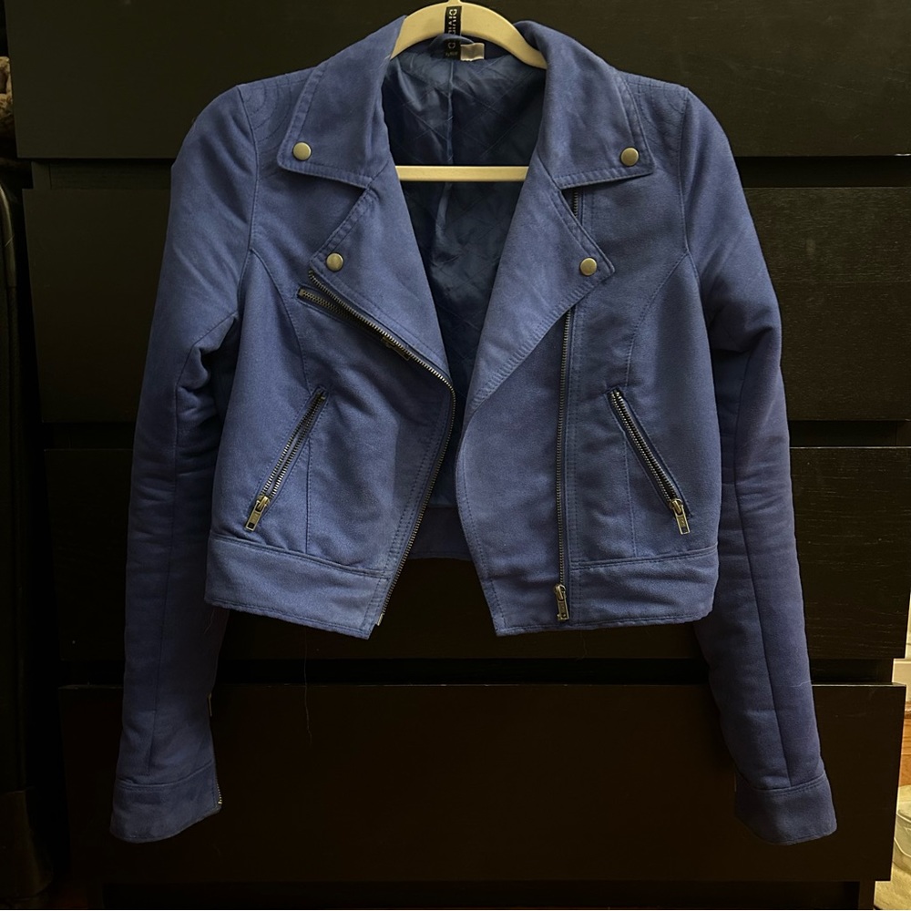 Purple suede motorcycle jacket
